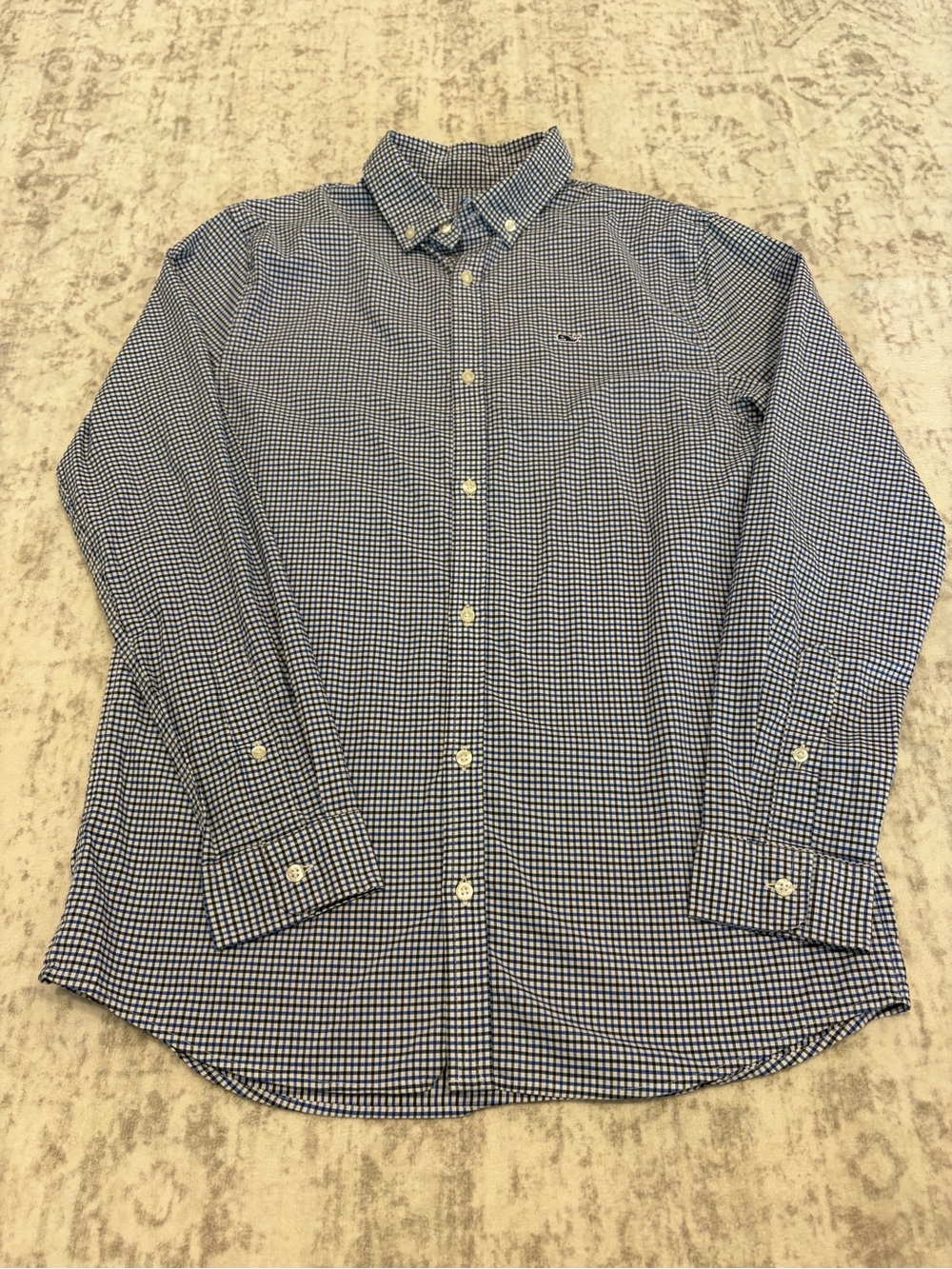 Vineyard Vines Boys XL/18 Blue Gingham Button-Front Shirt